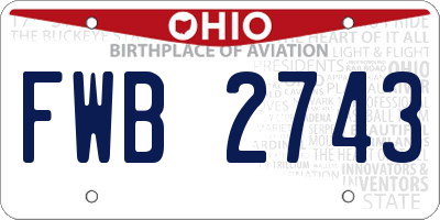 OH license plate FWB2743