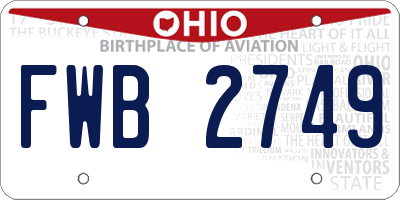 OH license plate FWB2749