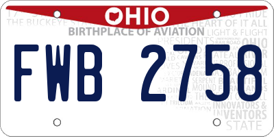 OH license plate FWB2758