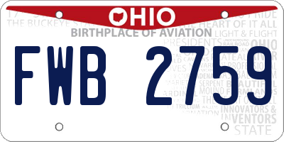 OH license plate FWB2759