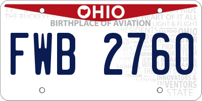 OH license plate FWB2760