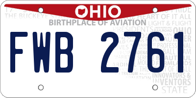 OH license plate FWB2761