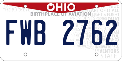 OH license plate FWB2762