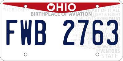 OH license plate FWB2763