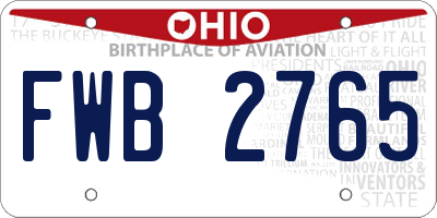 OH license plate FWB2765