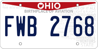 OH license plate FWB2768