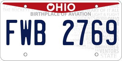 OH license plate FWB2769