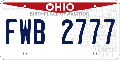 OH license plate FWB2777