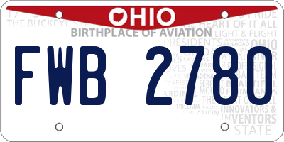 OH license plate FWB2780