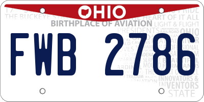 OH license plate FWB2786