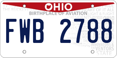 OH license plate FWB2788