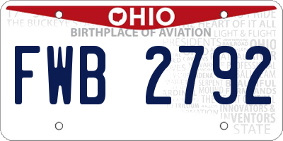 OH license plate FWB2792