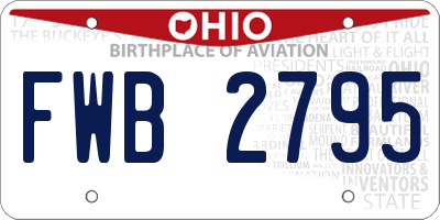 OH license plate FWB2795