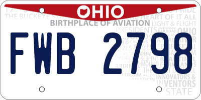 OH license plate FWB2798