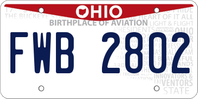 OH license plate FWB2802