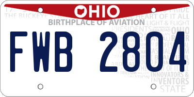 OH license plate FWB2804