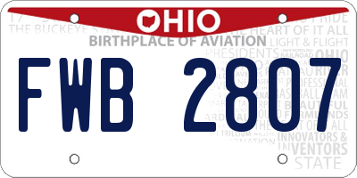 OH license plate FWB2807