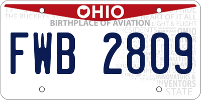 OH license plate FWB2809
