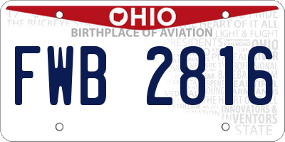 OH license plate FWB2816