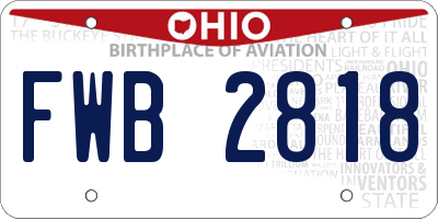 OH license plate FWB2818