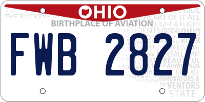 OH license plate FWB2827