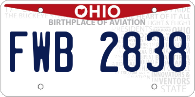 OH license plate FWB2838