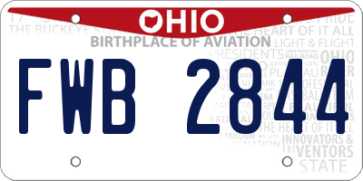 OH license plate FWB2844