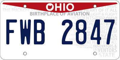 OH license plate FWB2847