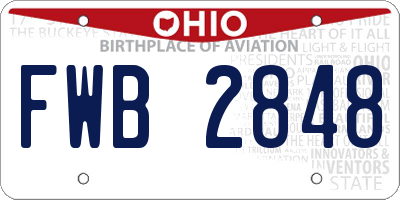 OH license plate FWB2848