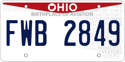 OH license plate FWB2849