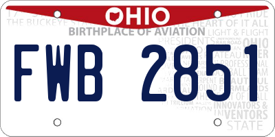 OH license plate FWB2851