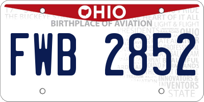 OH license plate FWB2852