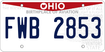 OH license plate FWB2853