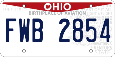 OH license plate FWB2854