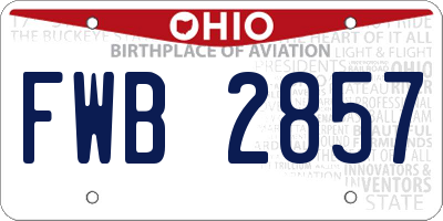 OH license plate FWB2857