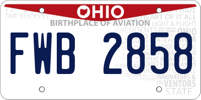 OH license plate FWB2858