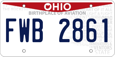 OH license plate FWB2861