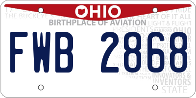 OH license plate FWB2868