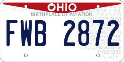 OH license plate FWB2872