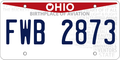 OH license plate FWB2873