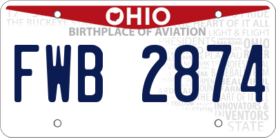 OH license plate FWB2874