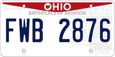 OH license plate FWB2876