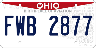 OH license plate FWB2877