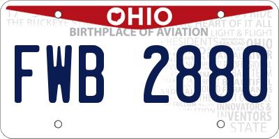 OH license plate FWB2880