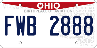 OH license plate FWB2888