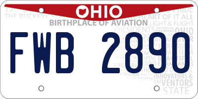OH license plate FWB2890