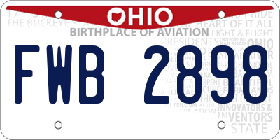 OH license plate FWB2898