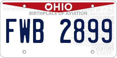 OH license plate FWB2899