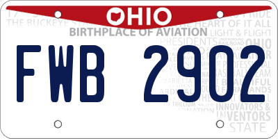 OH license plate FWB2902