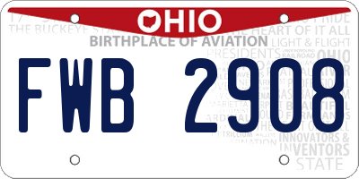 OH license plate FWB2908